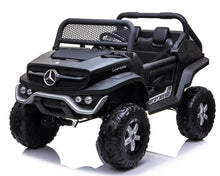 Cargar imagen en el visor de la galería, Coche eléctrico para niños - Mercedes Unimog Black, 4x12V